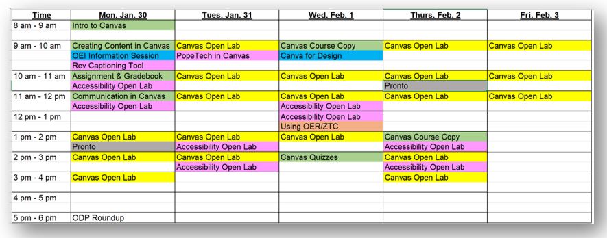 PD week schedule