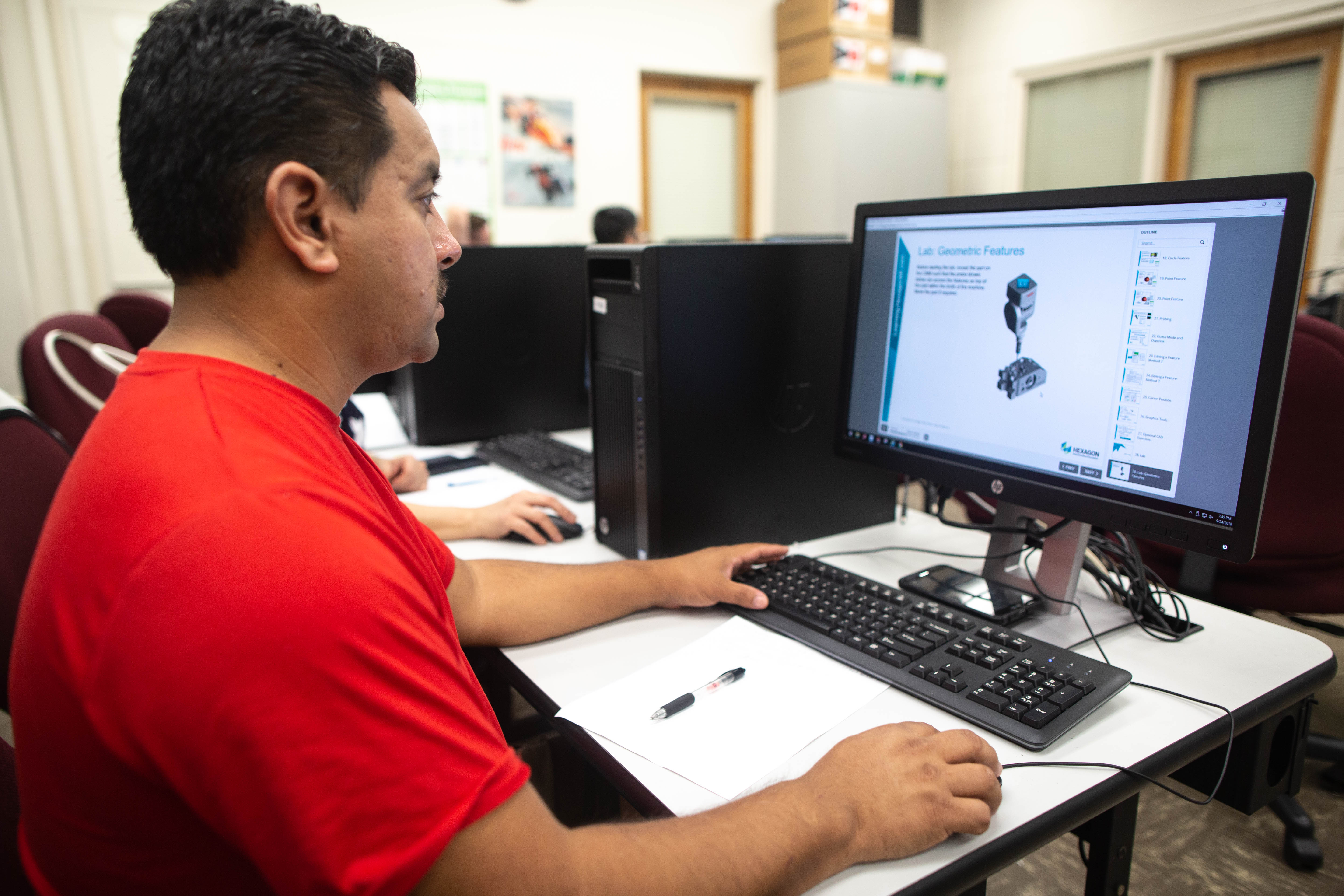 Student using CAD software