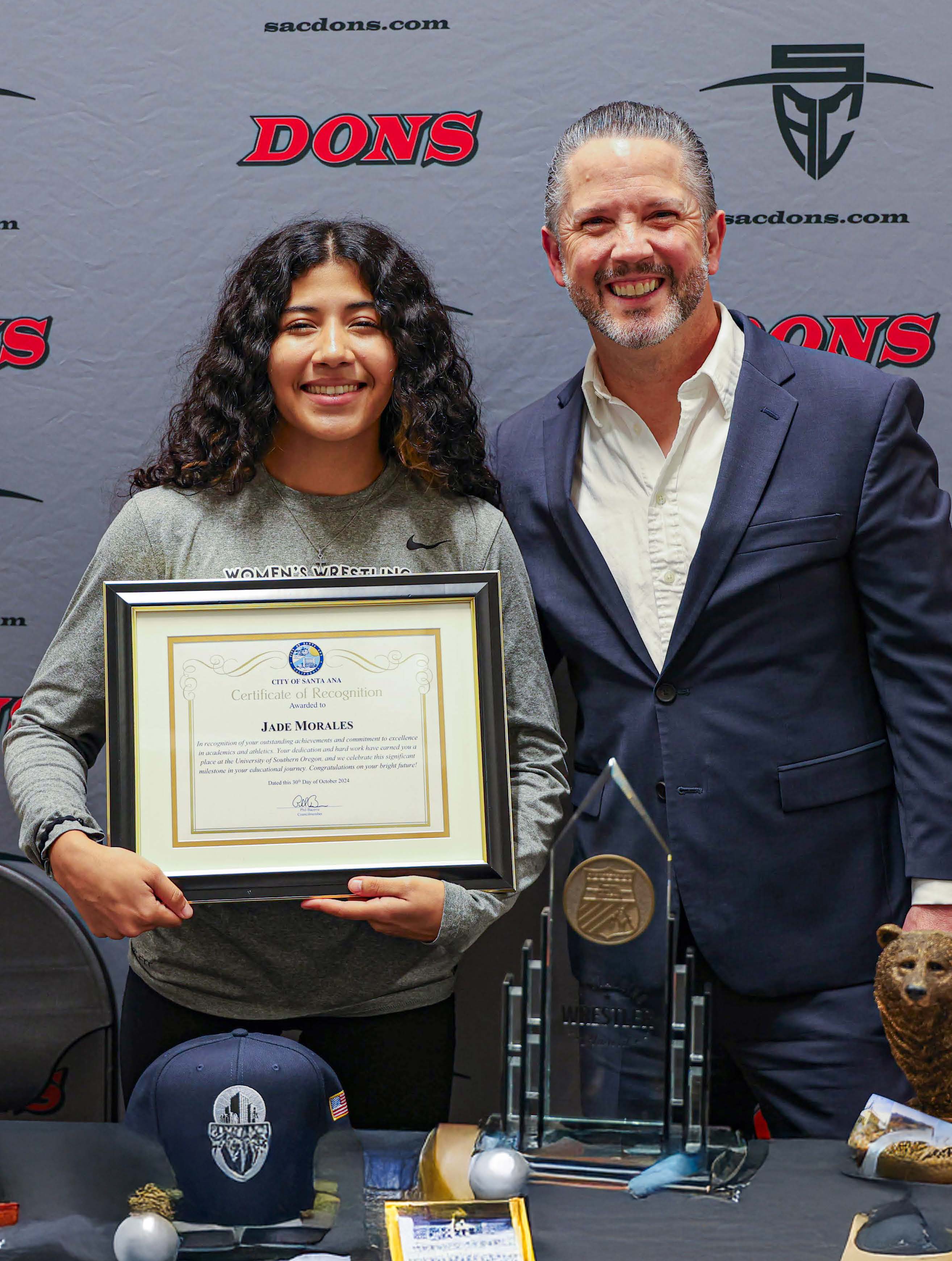 Jade being honored by councilmember Phil Becerra