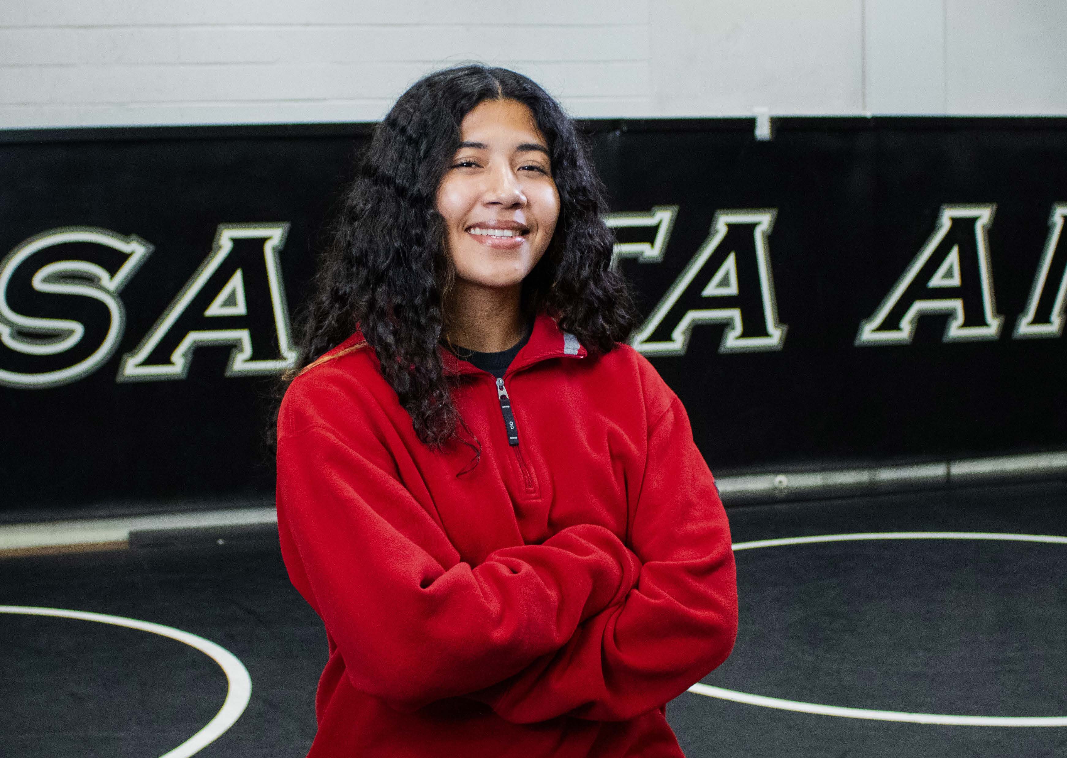 Jade Morales in SAC Wrestling training room