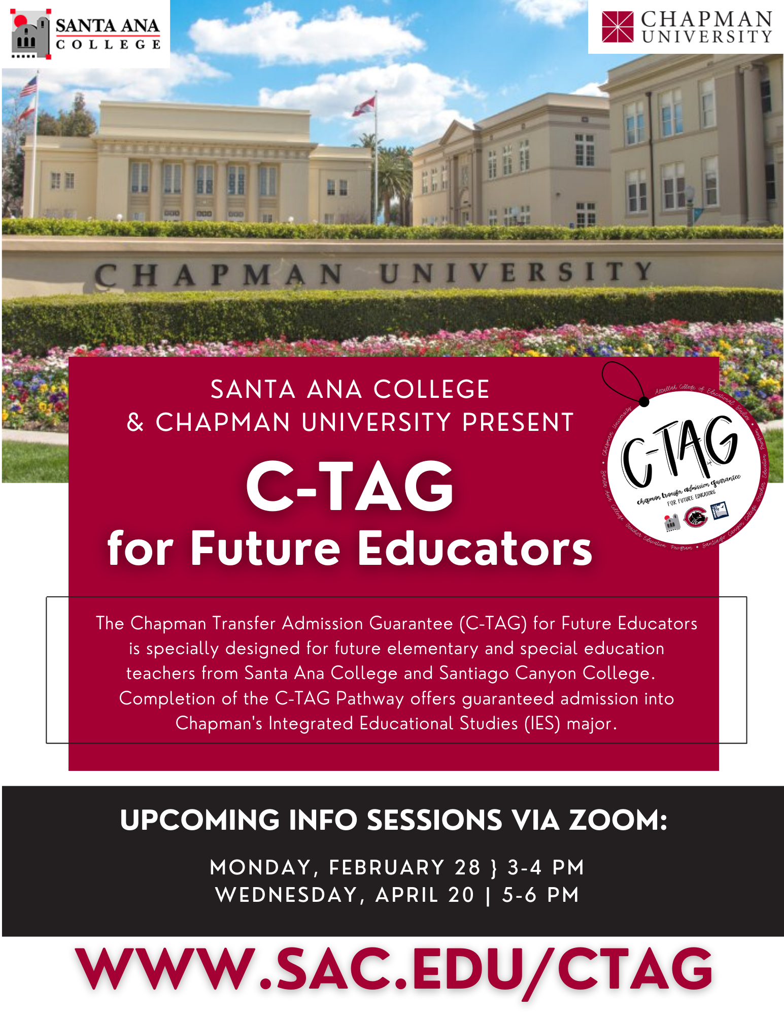 Chapman C-TAG Info Sessions Flyer