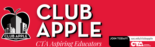 Club Apple web banner featuring group of Club Apple students posing