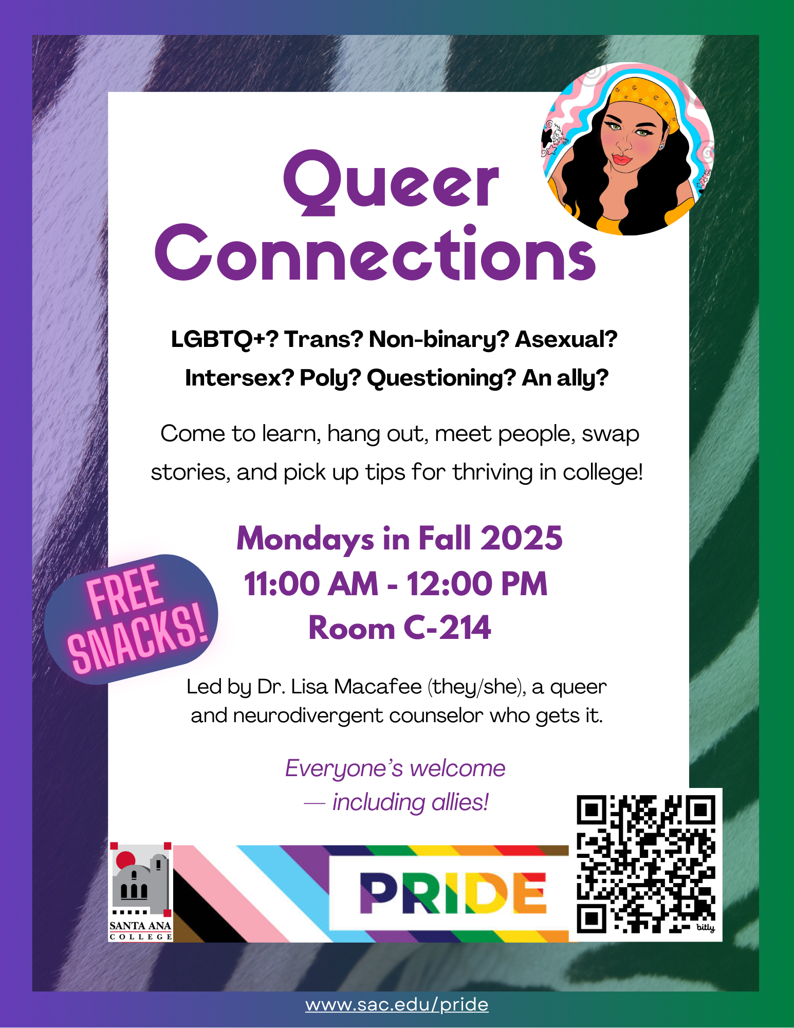 Queer connections flyer with written information that is copied above