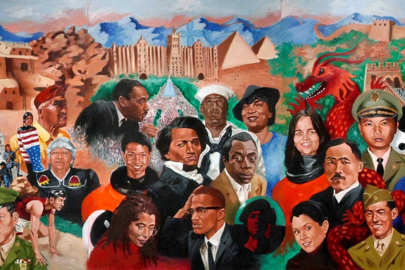 Mural of famous black and hispanic historical figures