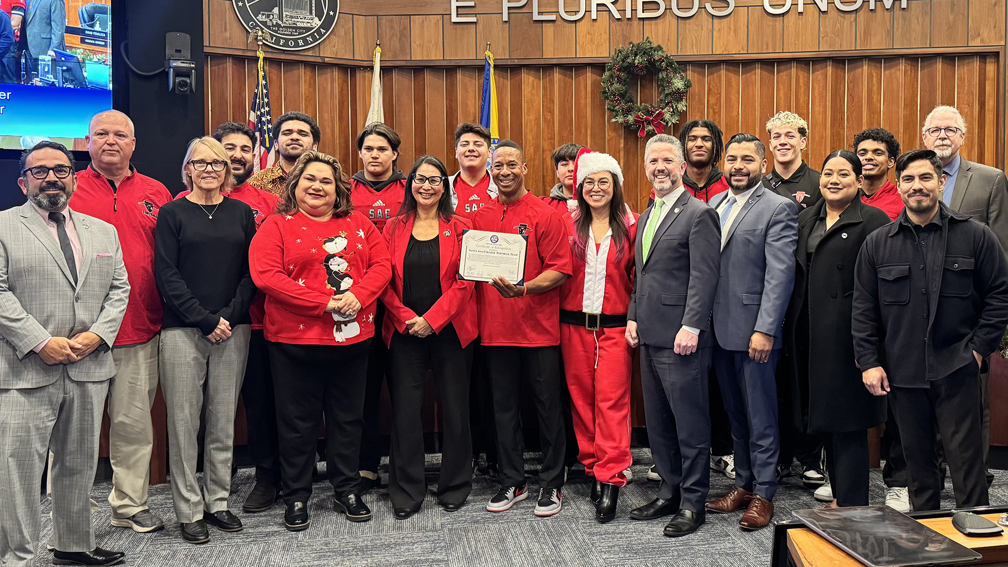 SAC Football at City Council recognition