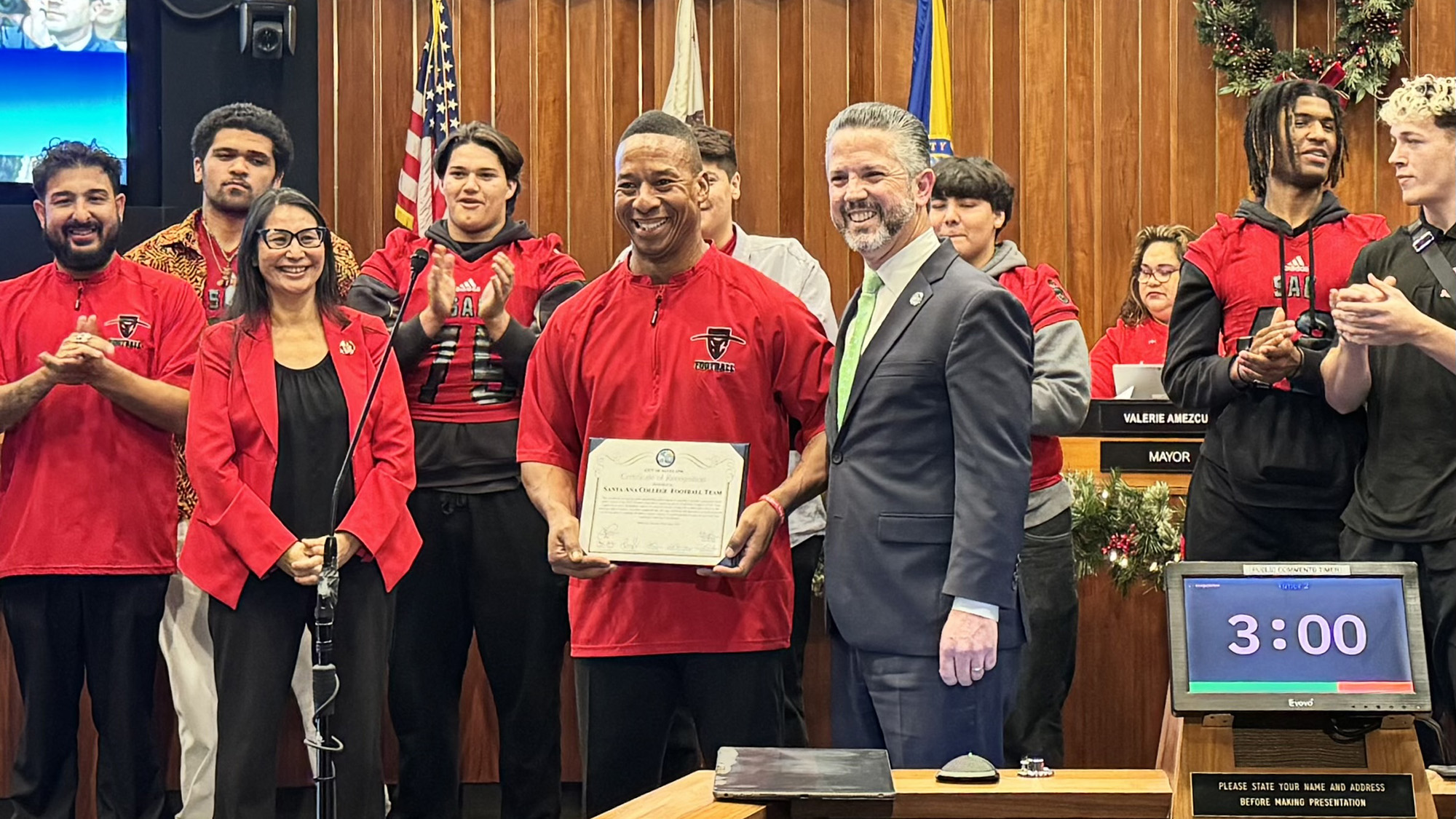 Coach Johnnie Peeples wtih City Council Phil Becerra