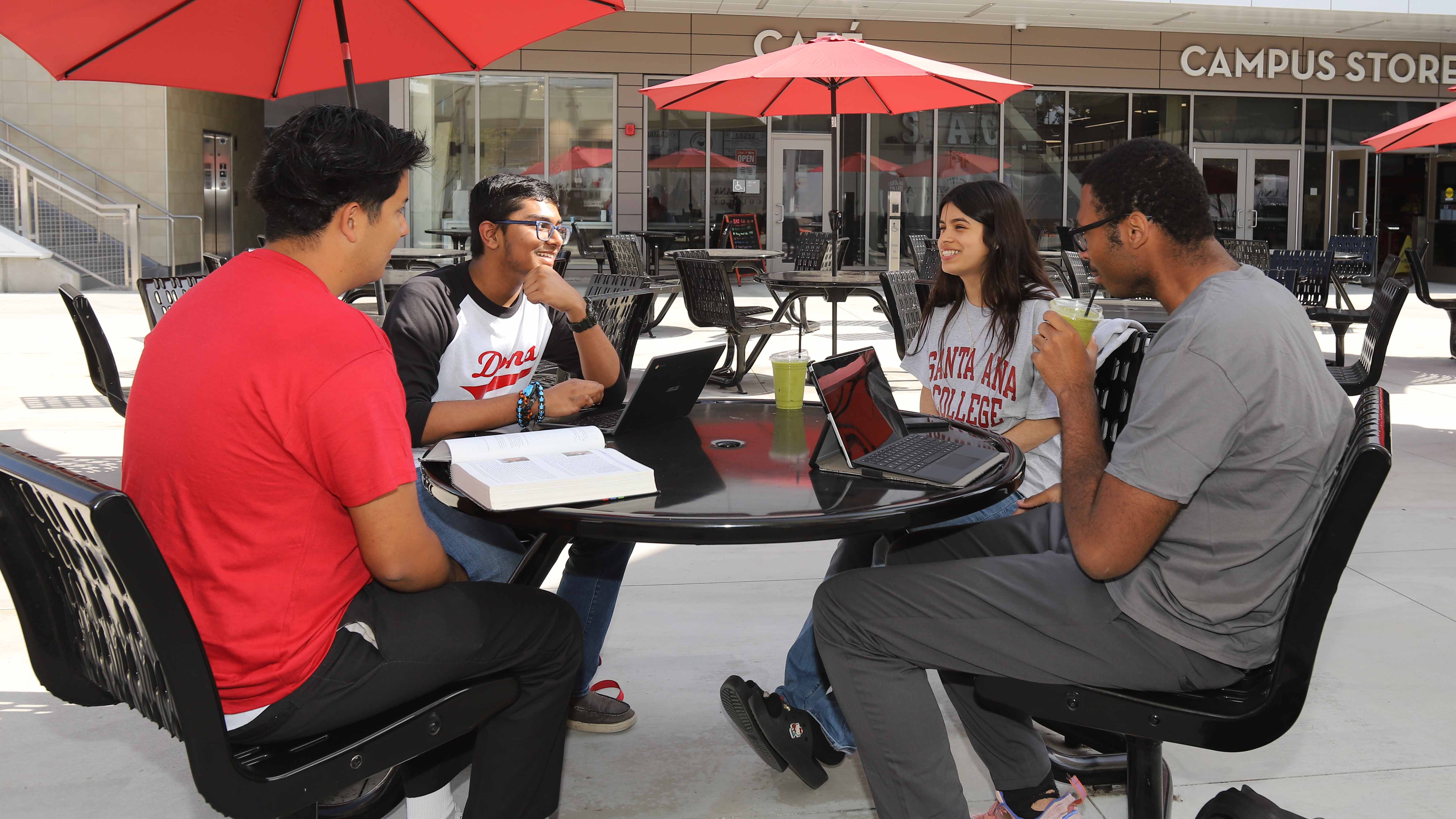 santa ana college students studying outdoors