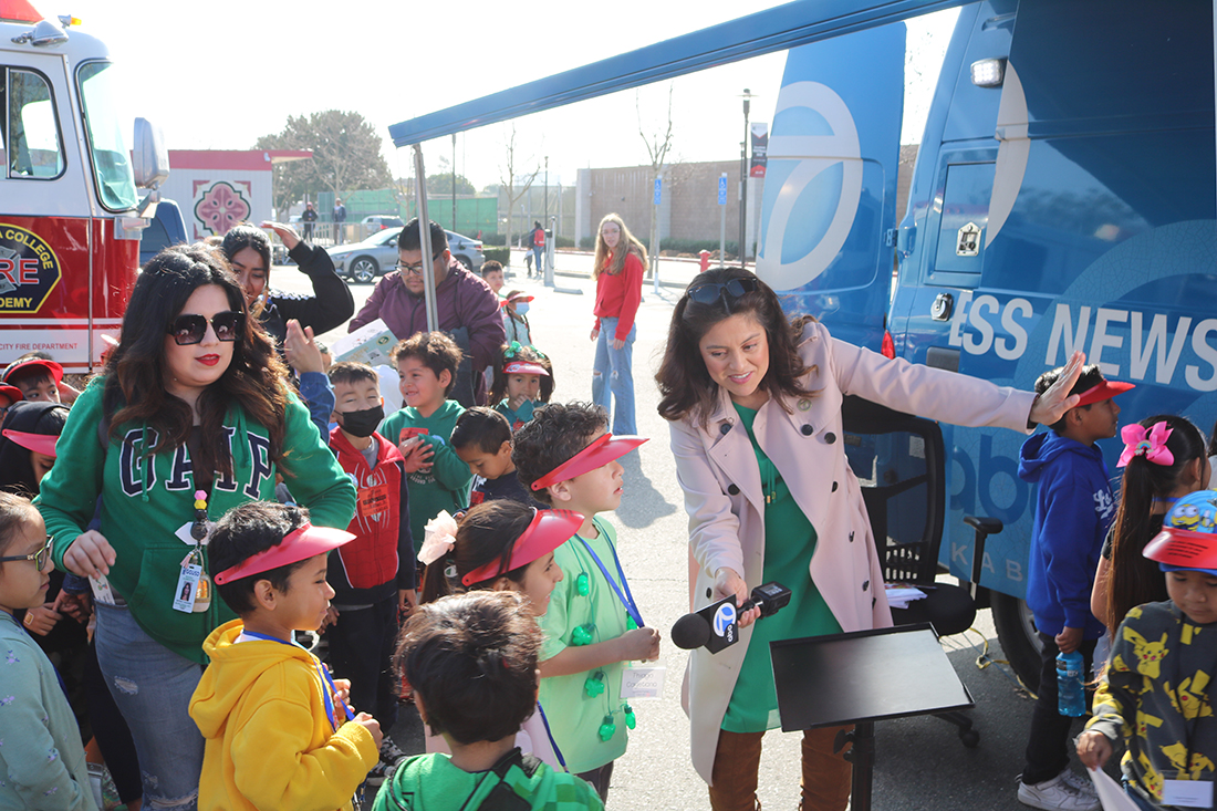 Kindergartners explore the ABC 7 news van