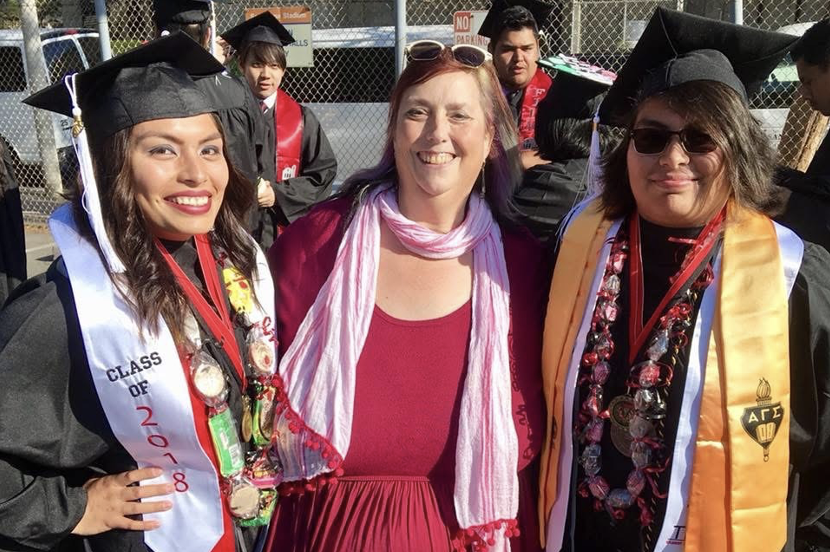 Professor Kathy Patterson with graduating students