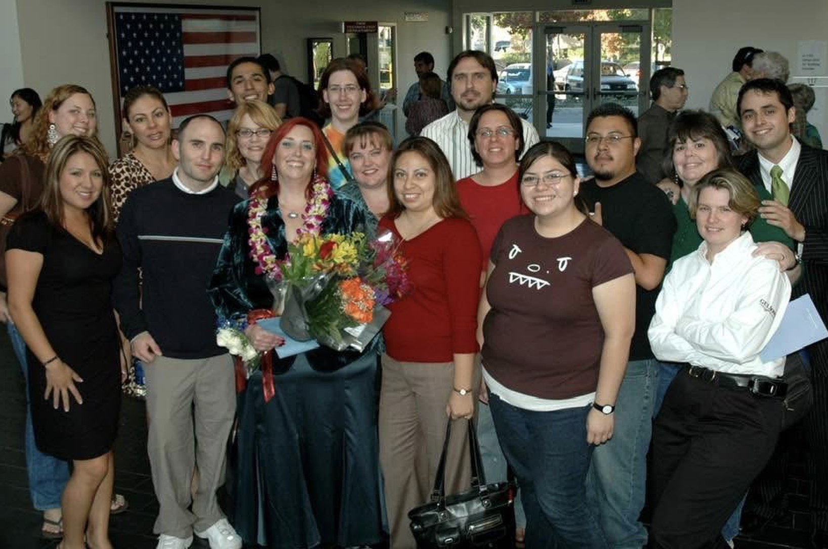 Professor Kathy Patterson, center, with colleagues and students