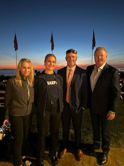 Steve Craig at the 2025 President's Circle Reception with SAC Alumni speaker, Lauren Schaefer, and her family.