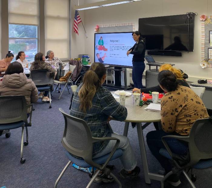 Students of all levels learning English with skilled teachers through free in-person classes In Santa Ana, near Anaheim, Irvine, and Fountain Valley.